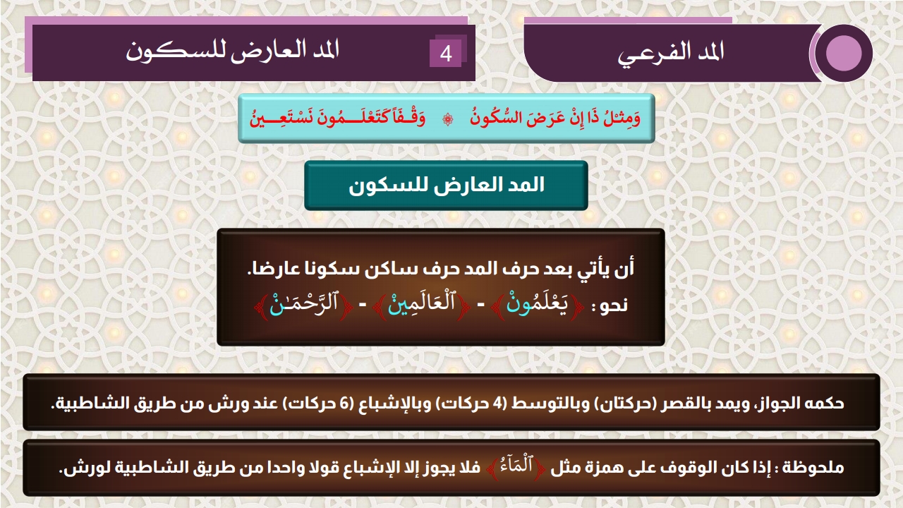 أنواع المد والقصر - الفصل الثاني - الصفحة 1
